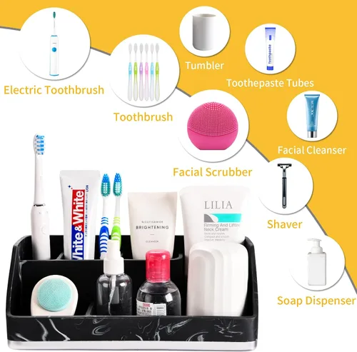 Miniatura 4 de VITVITI Portacepillos de dientes para baños, organizador de encimera de baño para encimera de tocador, fregadero de 5 ranuras, cepillo de dientes