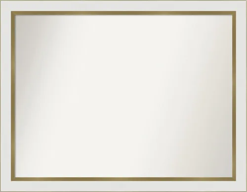 Miniatura 537 de Amanti Art Espejo de baño blanco para sobre el fregadero, 30 x 35 pulgadas, espejo de tocador rectangular estrecho de Eva de oro blanco, marco