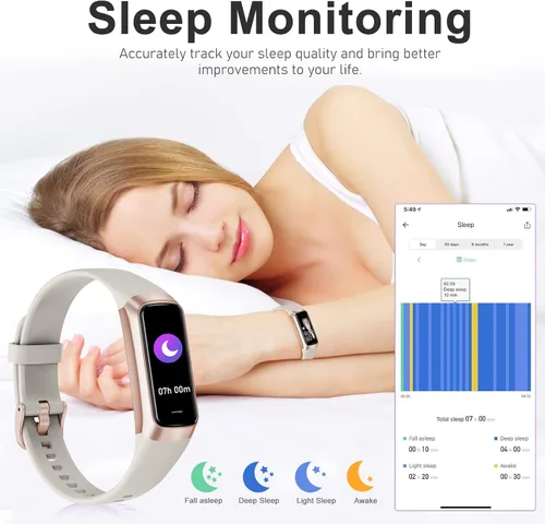 Miniatura 3 de Zeacool Rastreador de actividad física con frecuencia cardíaca 24/7, monitor de sueño de presión arterial de oxígeno en sangre, rastreador