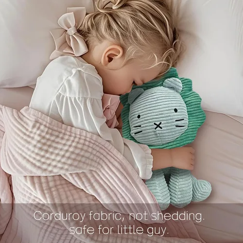 Miniatura 4 de SILI FACTORY - Peluche de león de pana (verde) de 11" para bebé, niño pequeño, niños, adultos - Juguetes de león de pana: adorable juguete hecho