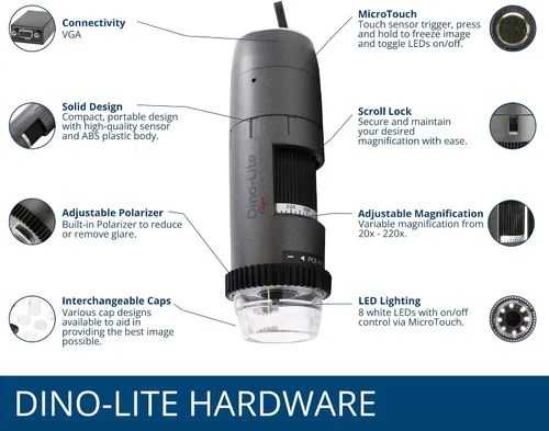 Miniatura 3 de Dino-Lite VGA AM5216ZT, microscopio polarizado 720p, 20x-220x