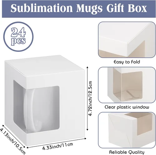 Miniatura 2 de Harloon 24 piezas de cajas para tazas de regalo, caja para café para tazas en blanco de sublimación, embalaje para tazas de 11 onzas, 12 onzas, 15