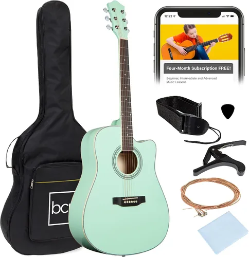 Miniatura 10 de Best Choice Products Guitarra Acústica para Principiantes de 41 Pulgadas, Tamaño Completo, Toda de Madera con Cutaway, Juego de Inicio con Funda