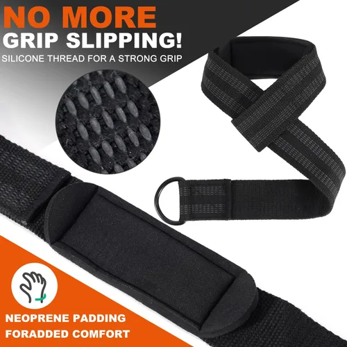 Miniatura 4 de Correas de elevación y muñequeras, correas de muñeca de 24 pulgadas de neopreno acolchado para levantamiento de pesas, levantamiento de pesas