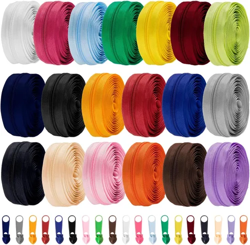 Miniatura 9 de WILLBOND 100 yardas, 20 unidades de cremalleras de costura a granel #5 cremalleras de bobina de nailon negro para coser con 200 deslizadores