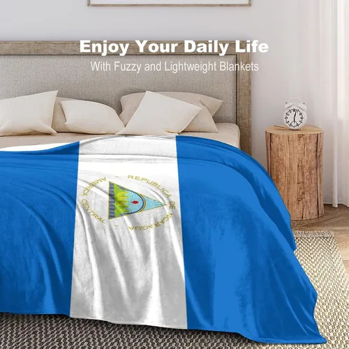 Miniatura 5 de Manta con la bandera de Nicaragua, manta suave y ligera, colcha duradera para decoración del hogar, manta de sofá de 30 x 40 pulgadas