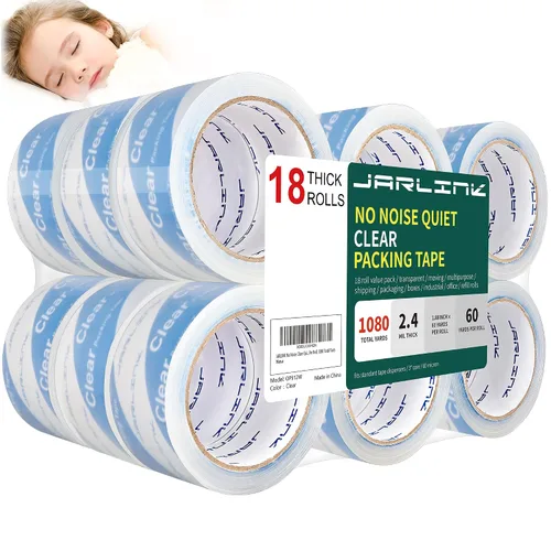 Miniatura 8 de JARLINK Cinta de embalaje silenciosa transparente sin ruido (12 rollos), cinta de embalaje resistente para embalaje de envío, sellado en movimiento
