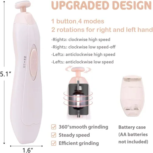 Miniatura 3 de Cortador de uñas eléctrico para bebés, lima de uñas para bebé, 20 en 1, kit de lima de uñas seguro para recién nacidos, niños pequeños o adultos