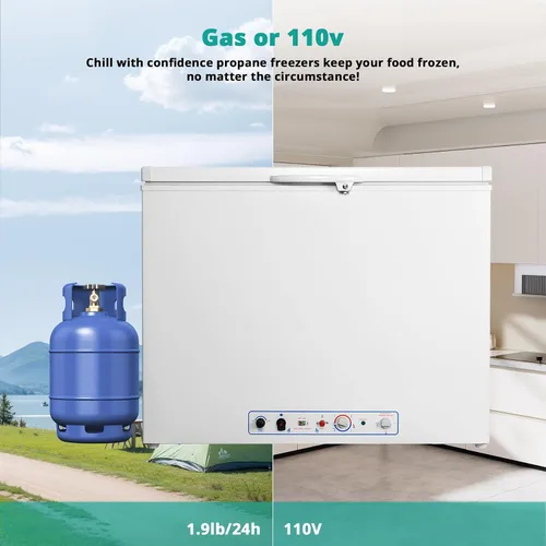 Miniatura 2 de SMETA Congelador de propano Congelador de gas Congelador de pecho de absorción de gas propano LPG de 110 V para RV fuera de la red, 7.1 pies