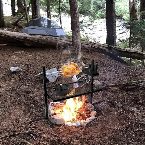Miniatura 5 de Onlyfire Sistema de Parrilla Rotisserie Ajustable para Acampar al Aire Libre y Kit de Asador con Motor Portátil de CC de 3V y Varilla de Asador