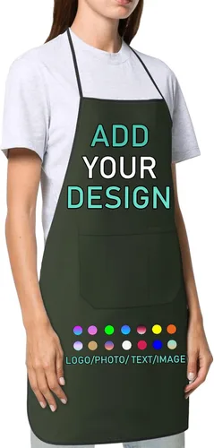Miniatura 3 de Delantal personalizado con 2 bolsillos, personalizable con nombre, texto, logotipo, foto, cocina, horneado, delantal de cocina para mujeres y hombres