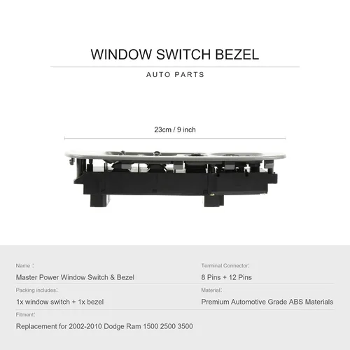 Miniatura 4 de BASIKER Master Interruptor de Ventana Eléctrica y Bisel del Lado del Conductor y Bisel de Ventana del Lado del Pasajero Repuestos para 2002-2010