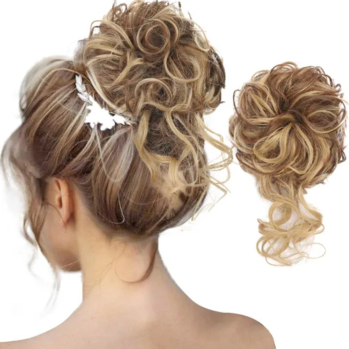 Extensiones de cabello con moño desordenado, superlargas, estilo recogido, recogido, con banda elástica, para mujeres y niñas (12H24)