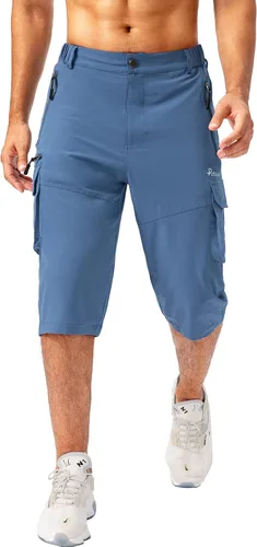 Miniatura 2 de Pudolla Men's Capri Pants Quick Dry 34 Long Shorts with 6 Pockets for Fishing Golf Athletic Hiking