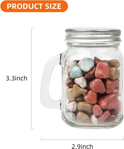 Miniatura 4 de Tazas pequeñas de 4 onzas con asa, paquete de 24 mini tarros de vidrio con tapas de metal herméticas, tazas de vidrio vacías con etiqueta de regalo