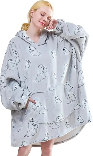 Miniatura 17 de Moinlizy - Sudadera con capucha tipo manta extragrande, portátil con capucha y bolsillo, de grueso sherpa, para mujeres y hombres adultos