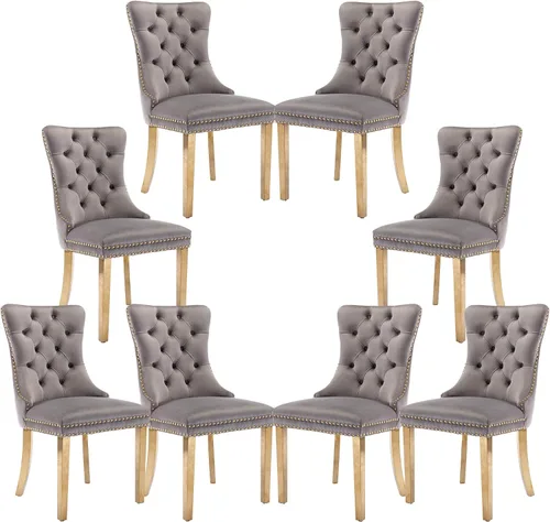 Miniatura 81 de Silla de comedor copetuda moderna de terciopelo para comedor, sillas de comedor tapizadas con remache de clavo, anillo trasero para cocina, comedor