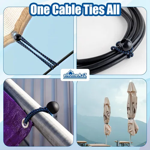 Miniatura 3 de Paquete de 25 cuerdas elásticas de bolas elásticas de 6 pulgadas de diámetro para toldo, red, postes, jardín, herramientas, cables, cable resistente