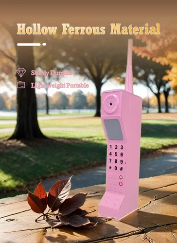 Miniatura 6 de Diydeg Teléfono móvil retro, 80S 90S Old Fashioned - Adorno de ladrillo portátil de ladrillo, accesorios fotográficos de simulación de hierro, Rosa
