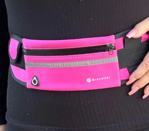 Miniatura 4 de Bolsa deportiva de cintura, impermeable, ligera, rayas reflectantes, tres bolsillos para teléfono, llaves, tarjeta de débito/crédito y una botella