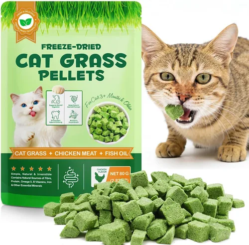 Miniatura 10 de Palito de hierba para gatos de 2.12 oz, secado congelado, bocadillos para limpieza de dientes y eliminación de bolas de pelo, sabor natural a pollo