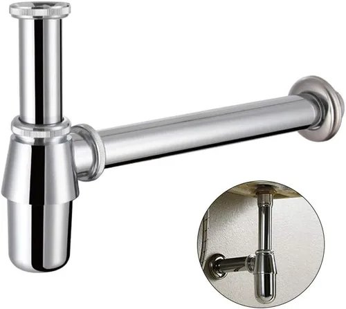 Kit de drenaje de tubería de residuos de 1-1/4 pulgadas, trampa clásica para botellas de lavabo, trampa para botellas redonda cromada