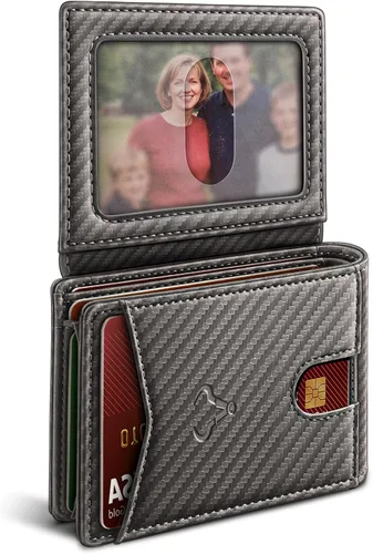 Miniatura 10 de BULLIANT Billetera para hombre, delgada de cuero, bolsillo frontal, tarjetero para regalo, para hombres, 11 ranuras con bloqueo RFID, Minimalista