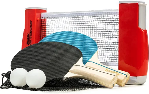 Franklin Sports - Juego de tenis de mesa portátil para llevar, red de ping pong + (2) paletas, pelotas de ping pong incluidas, 2 jugadores |