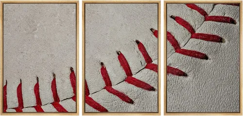 Miniatura 58 de wall26 Lienzo enmarcado para pared, juego de arte de primer plano, detalles de costuras de béisbol, atletas deportivos, fotografía, moderno
