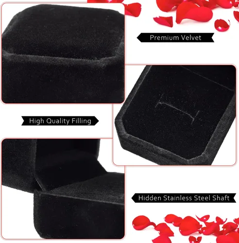 Miniatura 28 de Laumoi Caja de terciopelo para anillos de 36 piezas para ceremonia de boda, cajas de joyería de compromiso, estuche de exhibición para anillos
