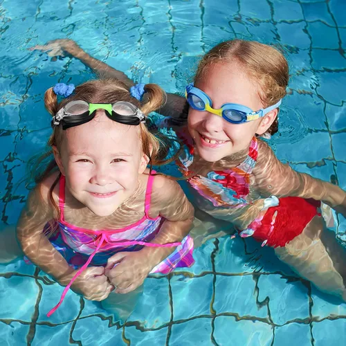 Miniatura 7 de Portzon Gafas de natación unisex para niños, antiniebla, sin fugas, visión clara, gafas de natación para piscina Azul + Negro