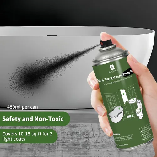Miniatura 8 de Pintura en aerosol negra para bañera y azulejos 450ml*2 Pack, papel tapiz para baño, pintura en aerosol para azulejos de cerámica, vidrio, ventanas