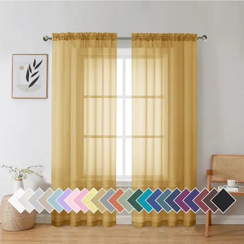 Miniatura 99 de Aiyufeng 2 paneles de cenefa transparente negra de 14 pulgadas de largo, cortinas cortas negras transparentes para dormitorio, cortinas de cocina
