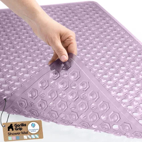 Miniatura 25 de GORILLA GRIP Alfombrilla para bañera patentada, lavable a máquina, con ventosas y orificios de drenaje para mantener las bañeras limpias, suave