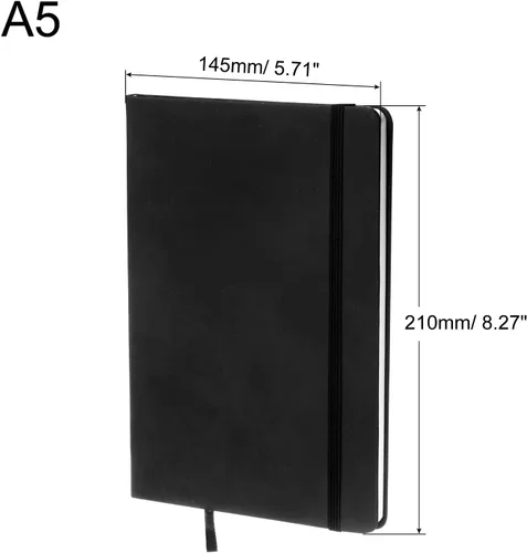 Miniatura 2 de PATIKIL Cuaderno rayado A5, 160 páginas, papel rayado grueso de 2.82 oz/m², 8.3 x 5.7 pulgadas, tapa dura, para trabajo y escritura, color negro
