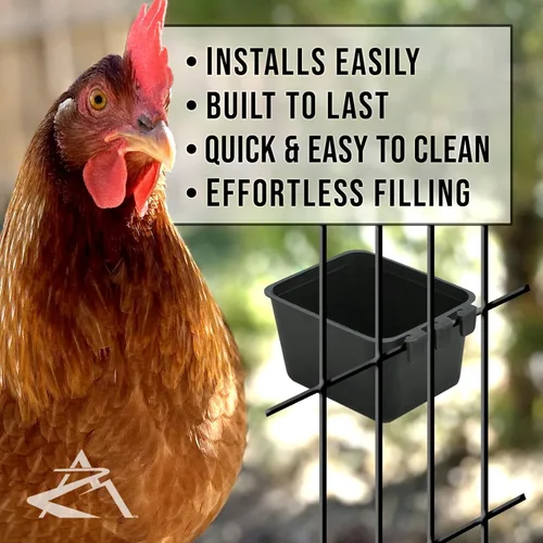 Miniatura 5 de The ROP Shop Paquete de 36 tazas de jaula negras para alimentación y agua para aves de corral, patos, pájaros, hámsteres