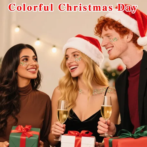 Miniatura 7 de MEICOLY Purpurina facial de Navidad, purpurina navideña para el cabello para niños y mujeres, regalos de relleno de calcetines, maquillaje