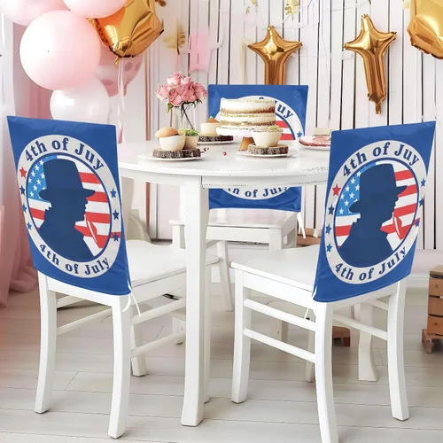 Miniatura 5 de 4th of July Independence Dayblue Silhouette Decorative Chair Seat Cover for Hotel Soft Dining Room Seat Covers cubre sillas para comedor Set of 6