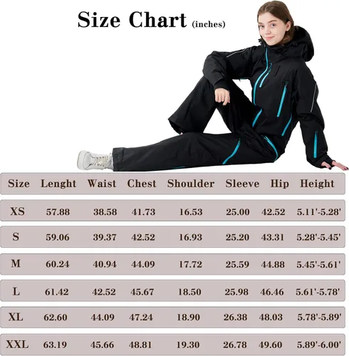 Miniatura 6 de XUQNAGG Traje de esquí de una pieza para mujer, resistente al viento, impermeable, cálido, transpirable, desmontable, para deportes de nieve