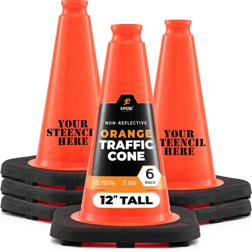 Miniatura 24 de Xpose Safety Cono de tráfico verde lima de 28 pulgadas, paquete de 4, cono de seguridad de PVC de alta calidad para estacionamiento, precaución