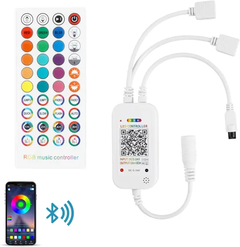 Miniatura 10 de RGBZONE - Controlador LED de 4 pines, mando a distancia inalámbrico IR de 44 teclas, controlador de tira de luces LED RGB DC 5V/12V/24V para tiras