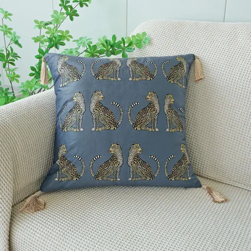 Miniatura 18 de vctops - Funda de cojín cuadrada con estampado de leopardo, super suave, de terciopelo, con diseño de animales, con borlas, funda decorativa