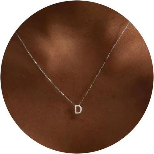 Miniatura 34 de Collares con iniciales para mujer, delicado collar de letra plateada con nombre personalizado con monograma, collar simple y lindo con inicial