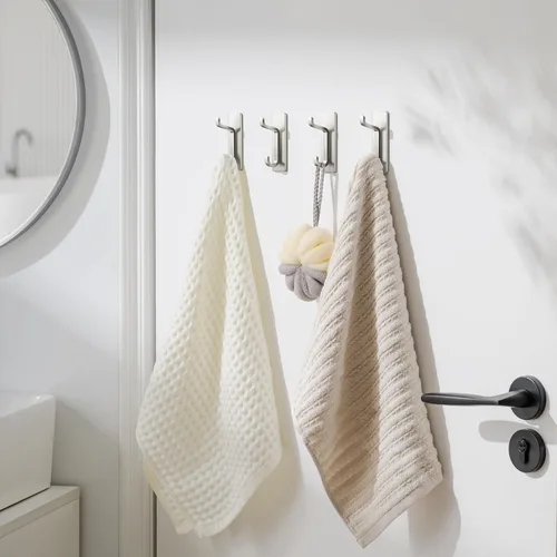 Miniatura 7 de pickpiff Ganchos de pared para abrigo y toalla: 13LB fuerte adhesivo para colgar puerta, níquel cepillado