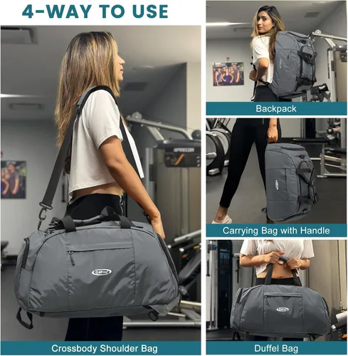 Miniatura 4 de G4Free Mochila de lona de 40L de tres usos para gimnasio, mochila para hombre y mujer, mochila deportiva con compartimento para zapatos, mochila