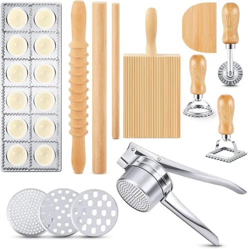 Tioncy Juego de 10 herramientas para hacer pasta, incluye prensa para hacer ravioles, tabla de ñoquis, cortador de papas, cortador de ñoquis de