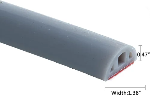 Miniatura 4 de Bloque plegable para baño, tapón de agua, tira de sellado para umbral de ducha, barrera de ducha de silicona autoadhesiva (66 pulgadas-GY)