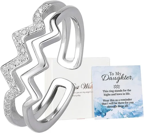 Miniatura 10 de Anillo para Mi Hija para Ansiedad, Anillos Giratorios de Esmalte de Plata de Ley S925, Anillos Giratorios Antiansiedad para Mujeres, Regalos de Rosa