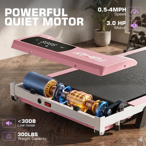 Miniatura 5 de Cinta de correr para debajo del escritorio, tapete caminador para oficina en casa, caminadoras portátiles de 2.5 HP con capacidad de 136 kg, máquina