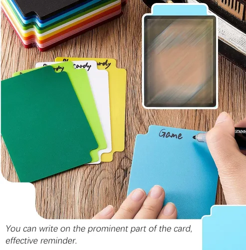 Miniatura 4 de 100 separadores de tarjetas intercambiables, separadores de tarjetas de plástico, separador multicolor esmerilado con pestañas, vertical estándar